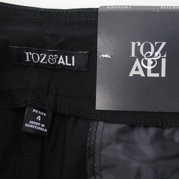 Roz & Ali Black Sailor Pants Classic Fit pull on high waist trouser 4 petite New - Picture 7 of 12